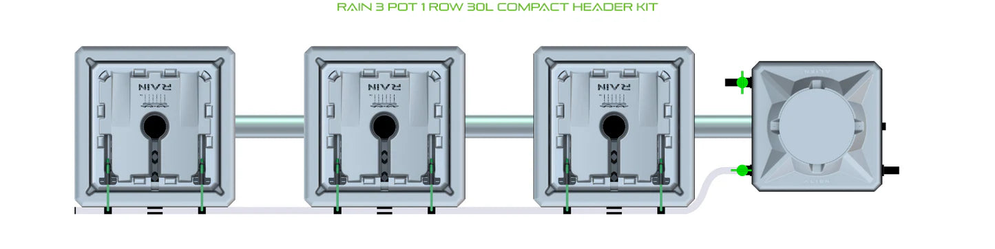 Alien Hydroponics RAIN 3 Pot 1 Row Kit