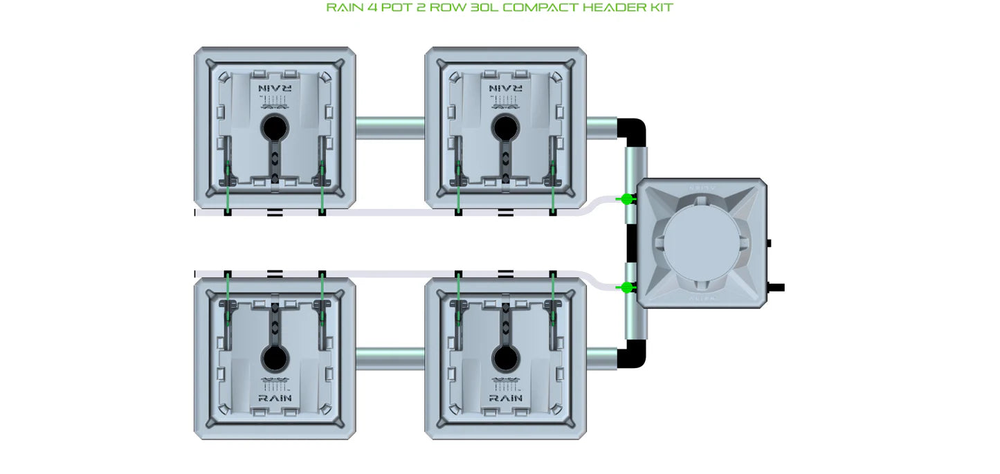 Alien Hydroponics RAIN 4 Pot 2 Row Kit