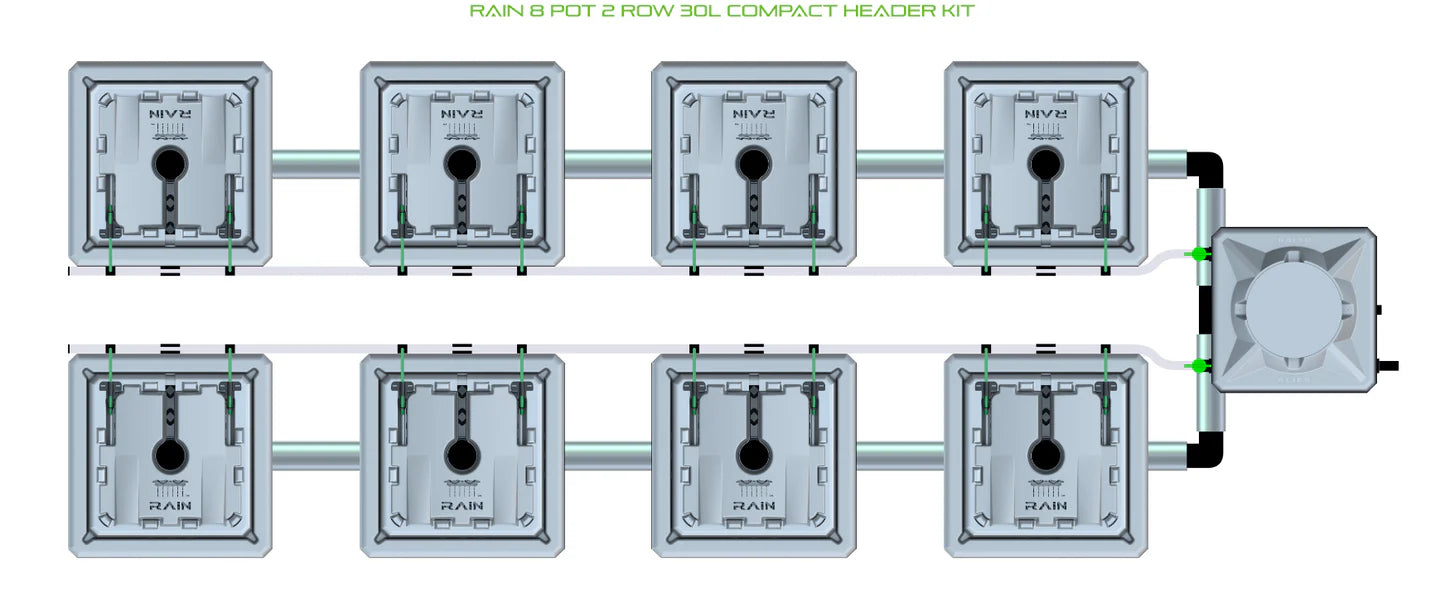 Alien Hydroponics RAIN 8 Pot 2 Row Kit
