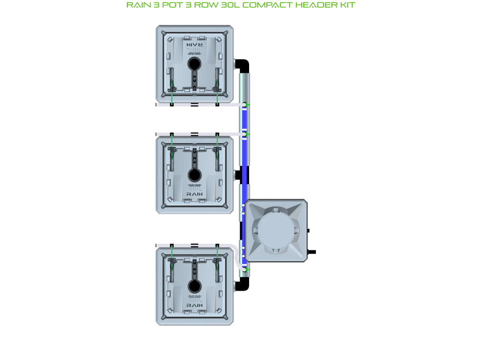 Alien Hydroponics RAIN 3 Pot 3 Row Kit