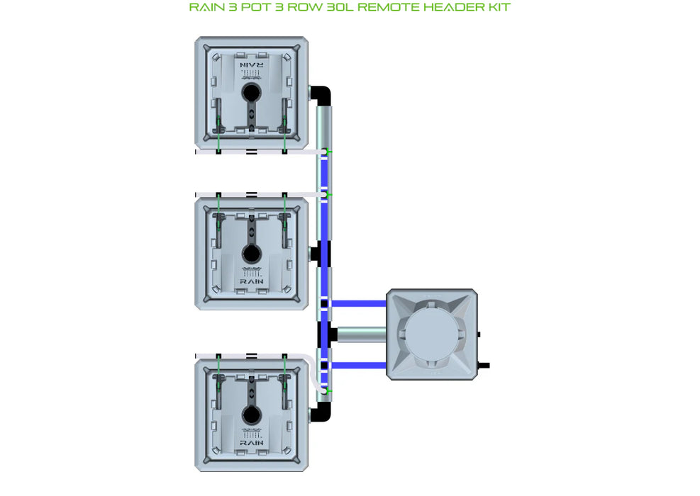 Alien Hydroponics RAIN 3 Pot 3 Row Kit