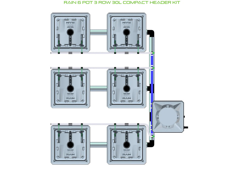 Alien Hydroponics RAIN 6 Pot 3 Row Kit