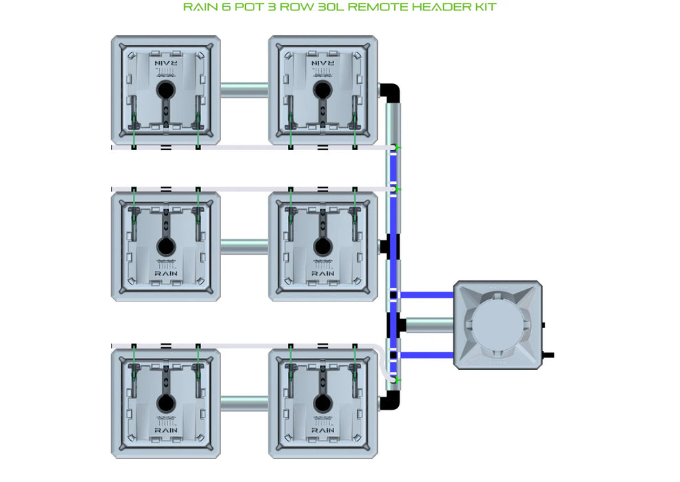 Alien Hydroponics RAIN 6 Pot 3 Row Kit