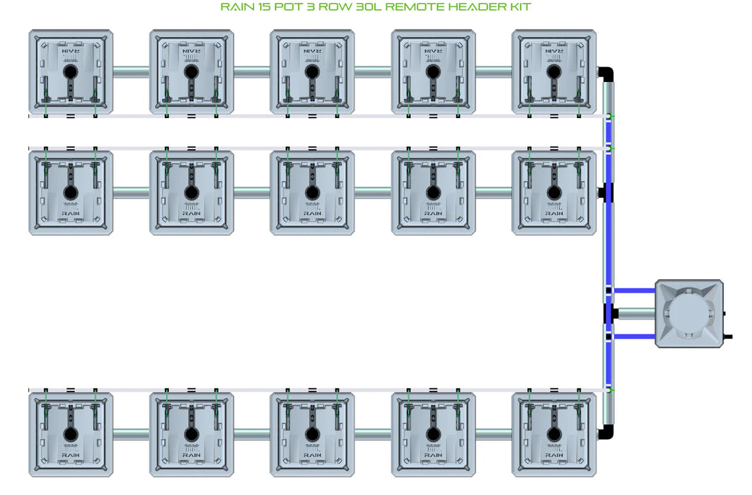 Alien Hydroponics RAIN 15 Pot 3 Row Kit