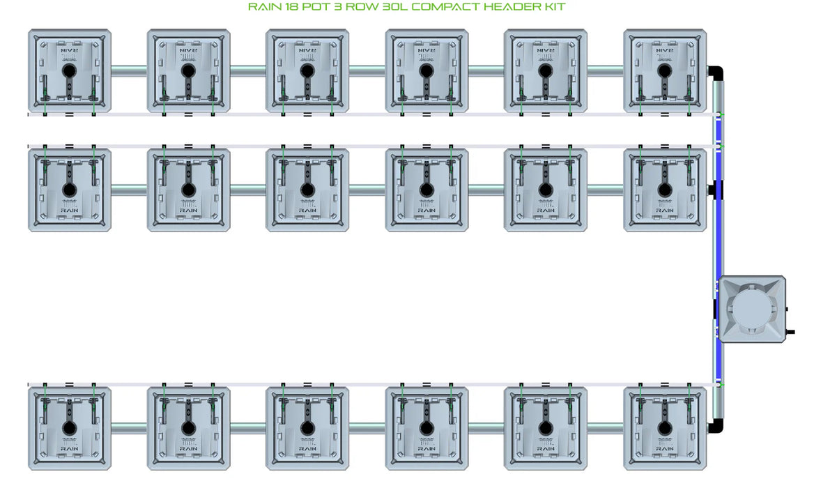 Alien Hydroponics RAIN 18 Pot 3 Row Kit