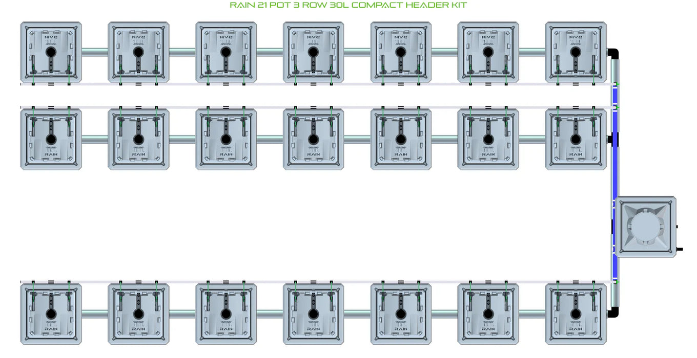 Alien Hydroponics RAIN 21 Pot 3 Row Kit