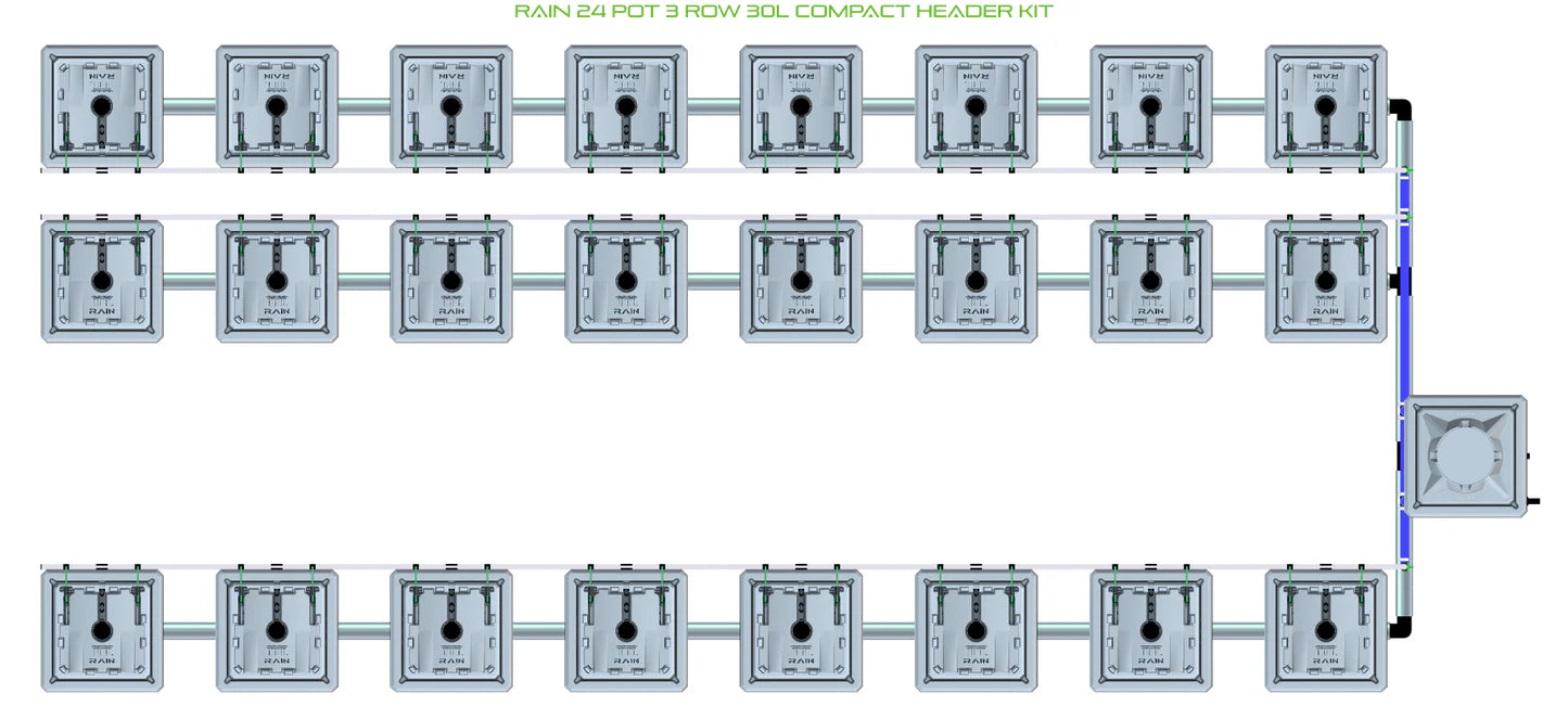 Alien Hydroponics RAIN 24 Pot 3 Row Kit