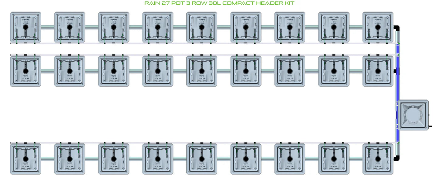 Alien Hydroponics RAIN 27 Pot 3 Row Kit