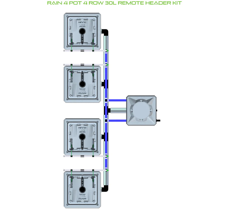 Alien Hydroponics RAIN 4 Pot 4 Row Kit