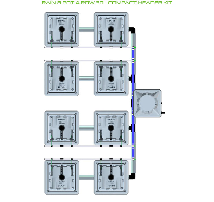 Alien Hydroponics RAIN 8 Pot 4 Row Kit