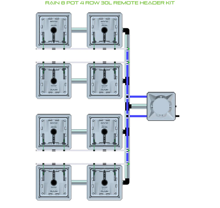 Alien Hydroponics RAIN 8 Pot 4 Row Kit