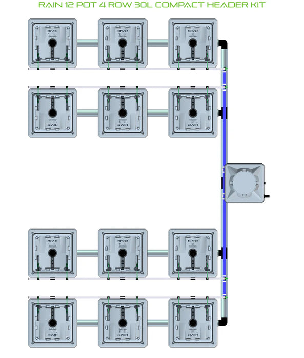 Alien Hydroponics RAIN 12 Pot 4 Row Kit