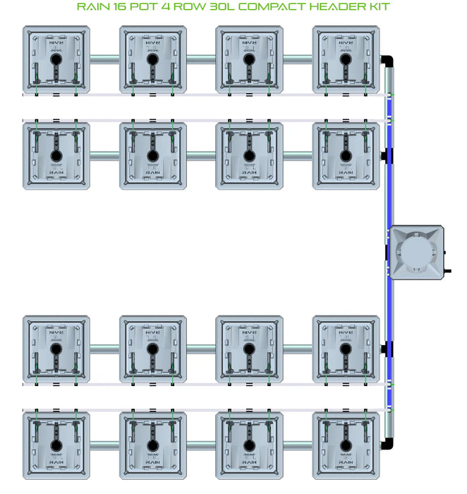 Alien Hydroponics RAIN 16 Pot 4 Row Kit