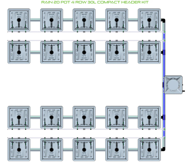 Alien Hydroponics RAIN 20 Pot 4 Row Kit