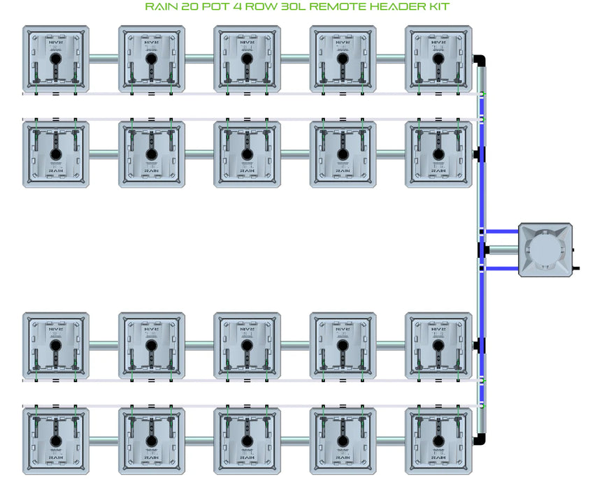 Alien Hydroponics RAIN 20 Pot 4 Row Kit