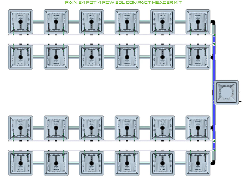 Alien Hydroponics RAIN 24 Pot 4 Row Kit