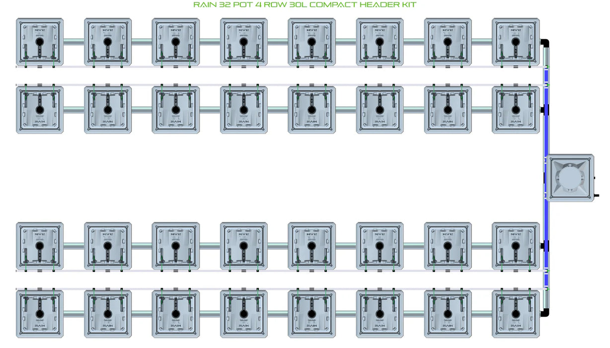 Alien Hydroponics RAIN 32 Pot 4 Row Kit