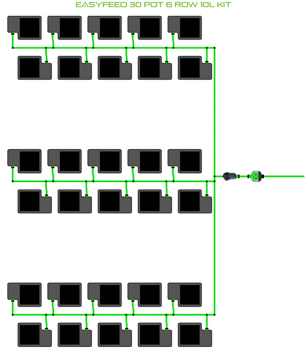 Alien Hydroponics EasyFeed 30 Pot 6 Row Kit