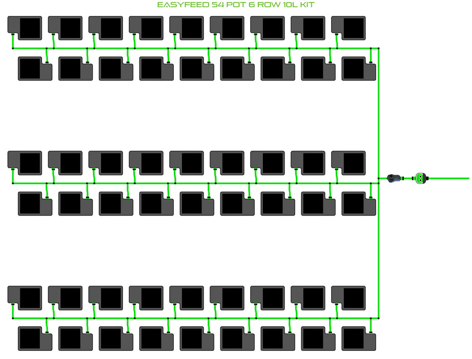 Alien Hydroponics EasyFeed 54 Pot 6 Row Kit