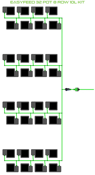 Alien Hydroponics EasyFeed 32 Pot 8 Row Kit