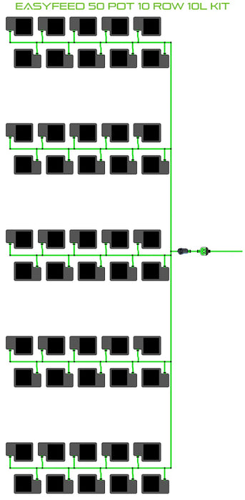 Alien Hydroponics EasyFeed 50 Pot 10 Row Kit