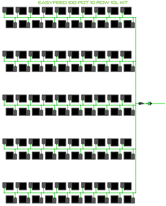 Alien Hydroponics EasyFeed 100 Pot 10 Row Kit