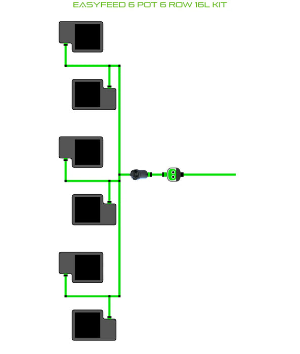 Alien Hydroponics EasyFeed 6 Pot 6 Row Kit
