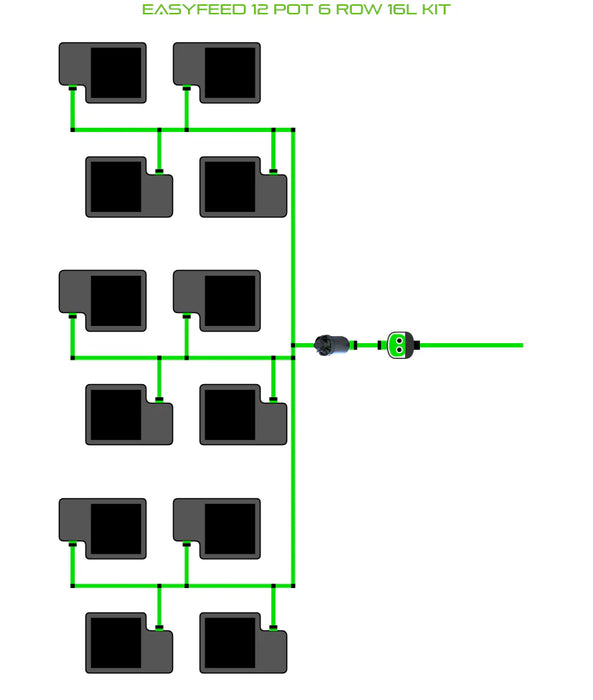 Alien Hydroponics EasyFeed 12 Pot 6 Row Kit