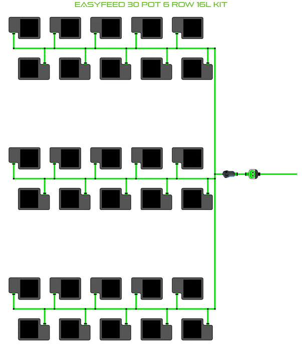 Alien Hydroponics EasyFeed 30 Pot 6 Row Kit