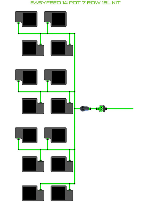 Alien Hydroponics EasyFeed 14 Pot 7 Row Kit