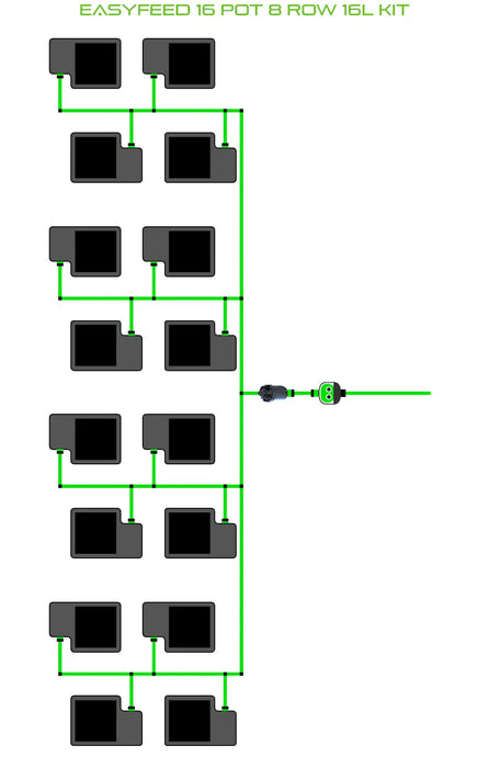 Alien Hydroponics EasyFeed 16 Pot 8 Row Kit