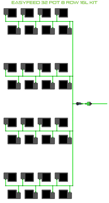 Alien Hydroponics EasyFeed 32 Pot 8 Row Kit
