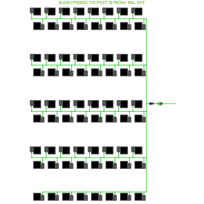 Alien Hydroponics EasyFeed 72 Pot 9 Row Kit