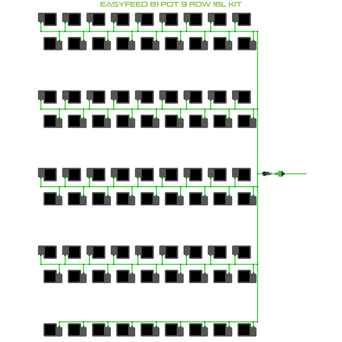 Alien Hydroponics EasyFeed 81 Pot 9 Row Kit