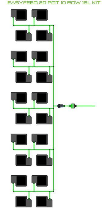 Alien Hydroponics EasyFeed 20 Pot 10 Row Kit