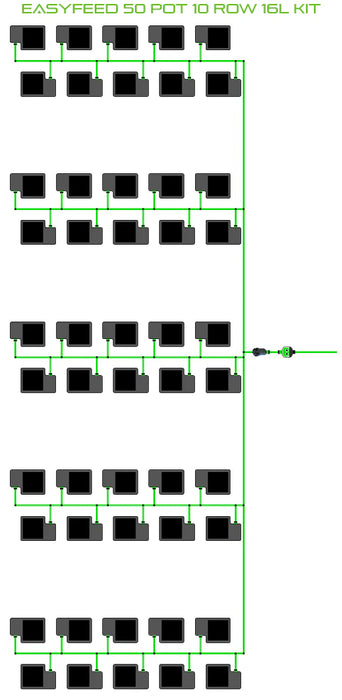Alien Hydroponics EasyFeed 50 Pot 10 Row Kit