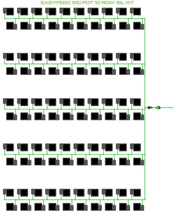 Alien Hydroponics EasyFeed 100 Pot 10 Row Kit