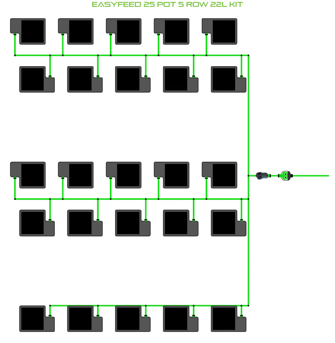 Alien Hydroponics EasyFeed 25 Pot 5 Row Kit