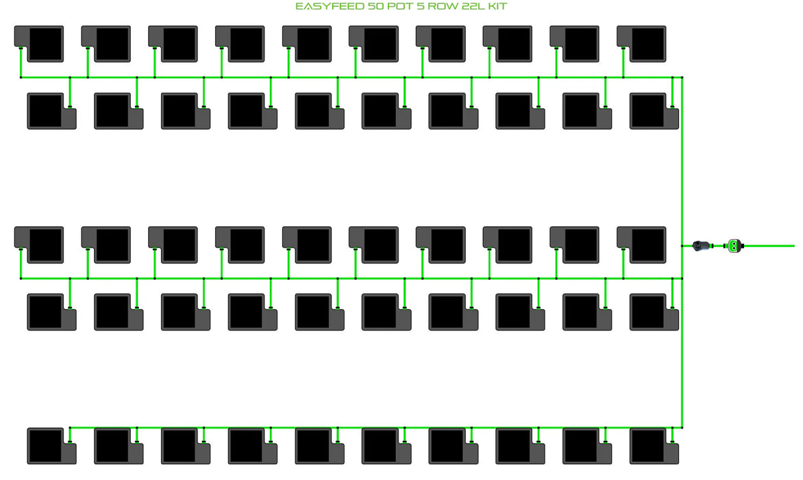 Alien Hydroponics EasyFeed 50 Pot 5 Row Kit