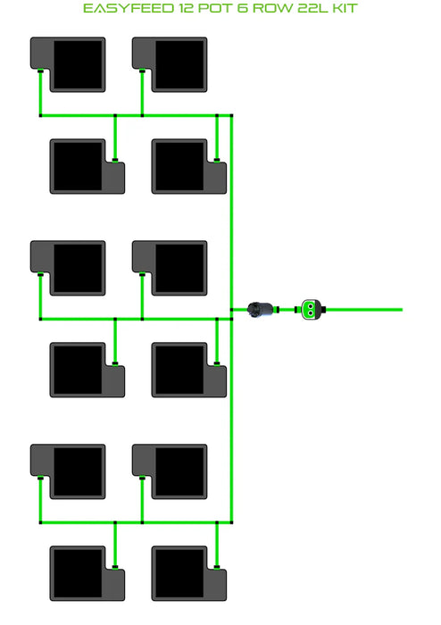 Alien Hydroponics EasyFeed 12 Pot 6 Row Kit