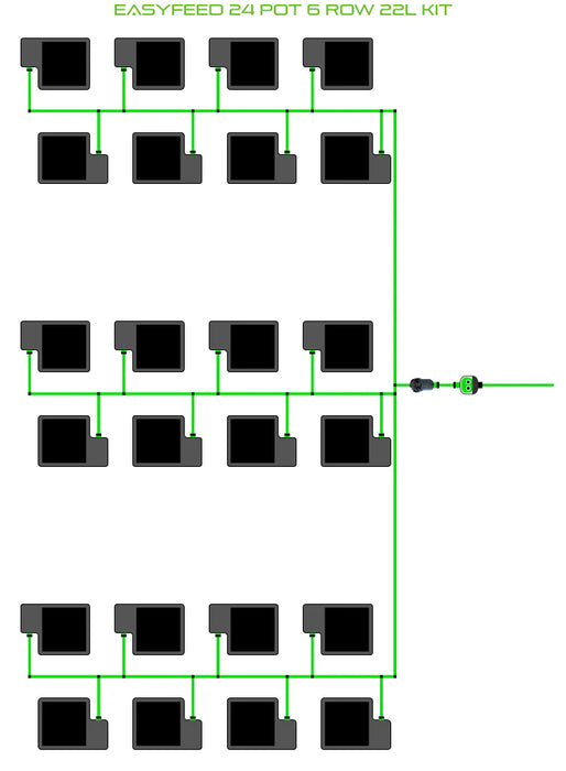 Alien Hydroponics EasyFeed 24 Pot 6 Row Kit