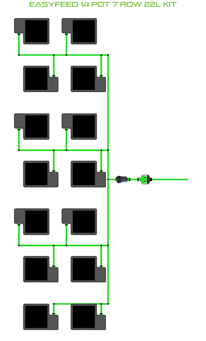 Alien Hydroponics EasyFeed 14 Pot 7 Row Kit
