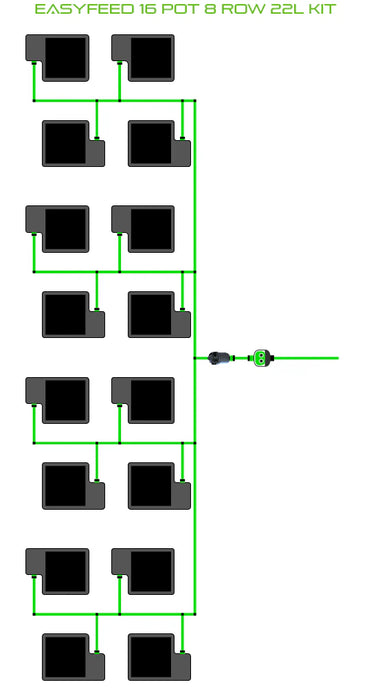 Alien Hydroponics EasyFeed 16 Pot 8 Row Kit