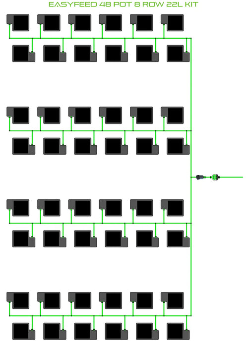 Alien Hydroponics EasyFeed 48 Pot 8 Row Kit