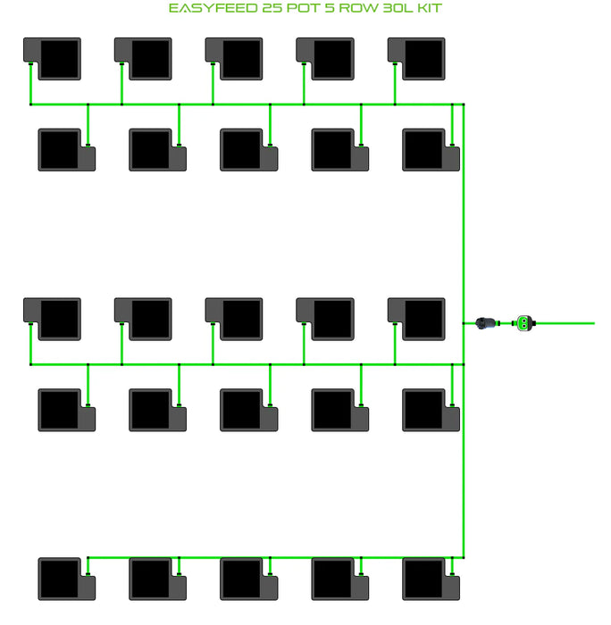 Alien Hydroponics EasyFeed 25 Pot 5 Row Kit