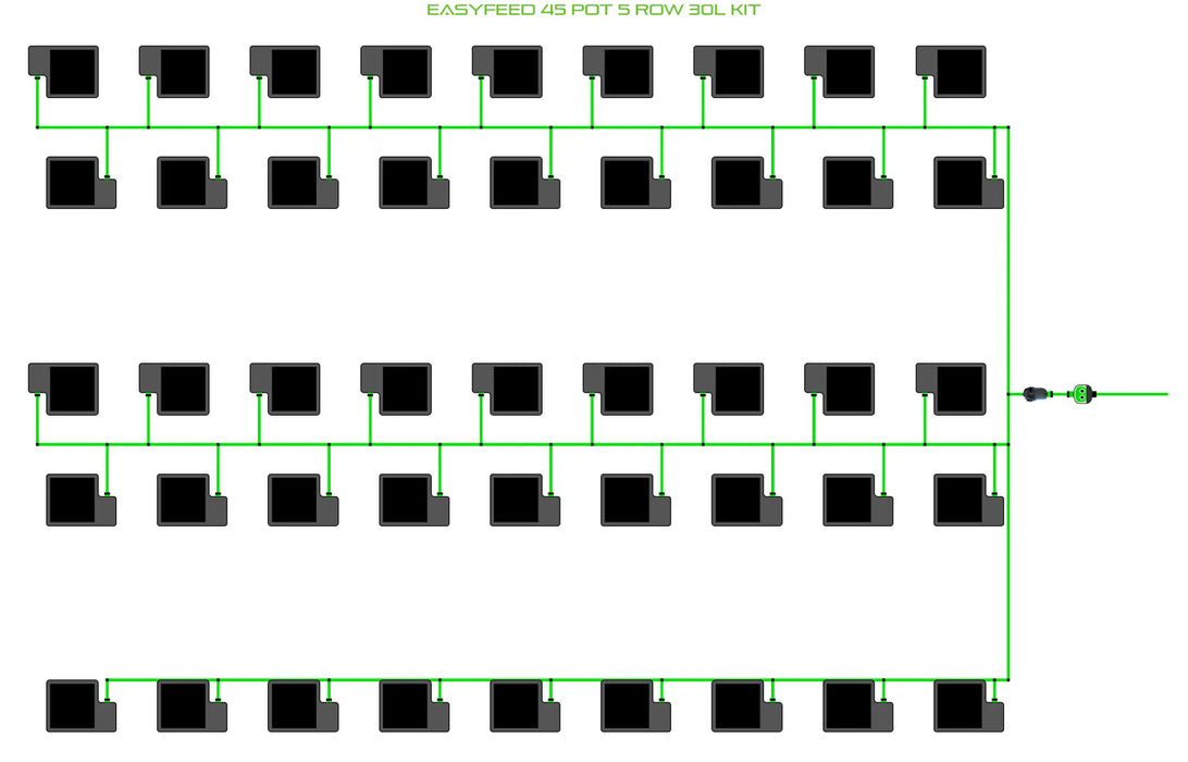 Alien Hydroponics EasyFeed 45 Pot 5 Row Kit