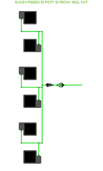 Alien Hydroponics EasyFeed 6 Pot 6 Row Kit
