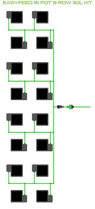 Alien Hydroponics EasyFeed 16 Pot 8 Row Kit