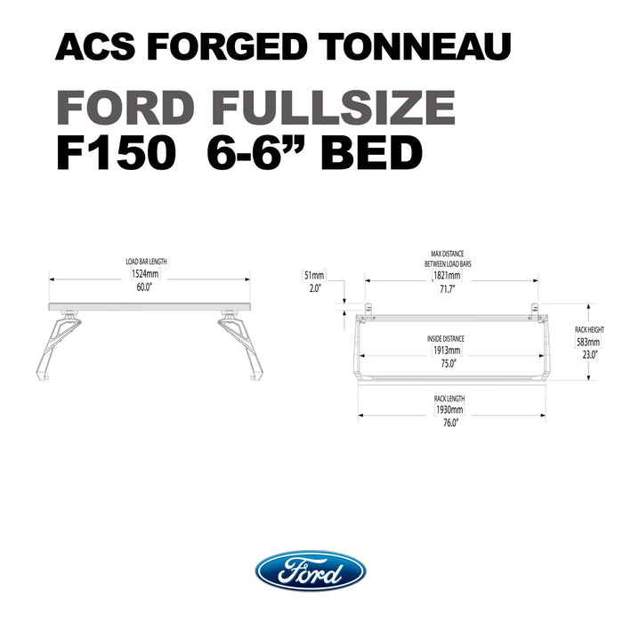 Leitner Designs ACS Forged Tonneau - Rails Only - Ford