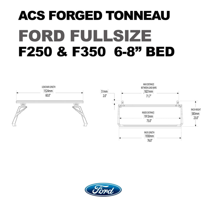 Leitner Designs ACS Forged Tonneau - Rails Only - Ford